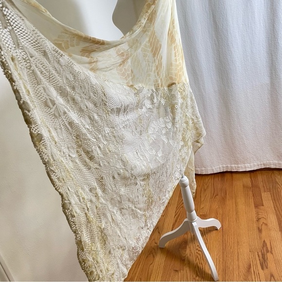 Boho Ethereal Fairy Sheer Tie Dye Floral Lace Crocheted Beach Scarf Wrap Shawl - Picture 11 of 15